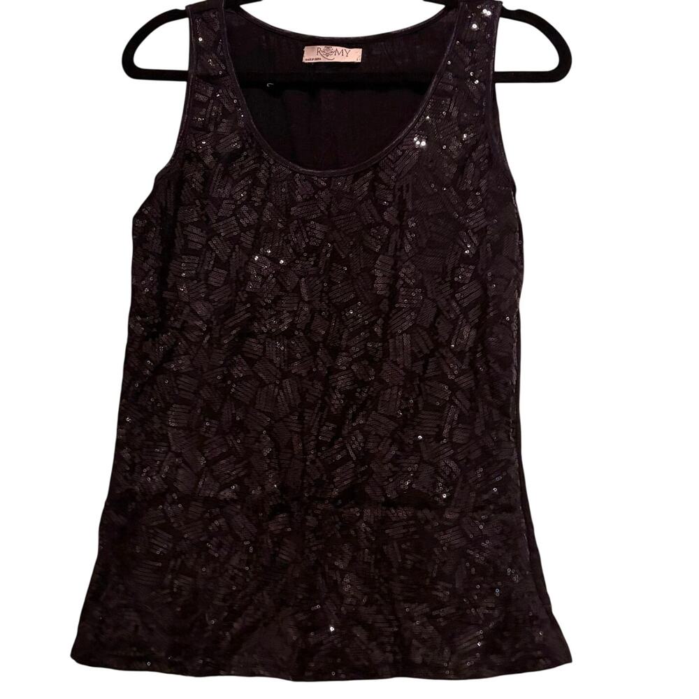 Sequin black sleeveless blouse